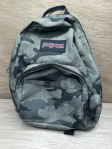 Jansport Mini Half Pint Backpack Green Camouflage Woodland Bag Camp S