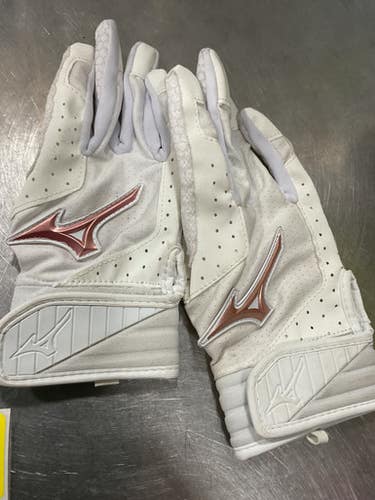 Used Mizuno BB/SB Batting Gloves White MD 11614-S000216820
