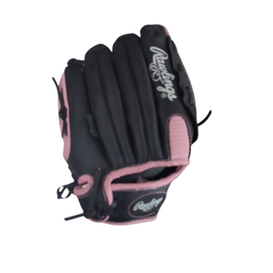 Used Rawlings GIRLS RULE RH Throw Fastpitch Gloves Black 10 1/2" 11833-S000164493