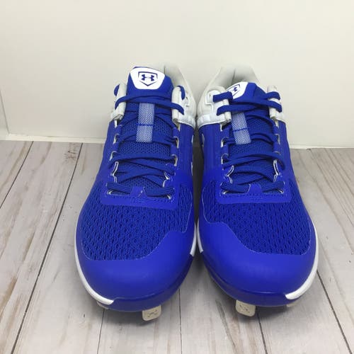 Under Armour Men’s Yard Low ST Metal Baseball Cleats Blue White Size 12 (Used)