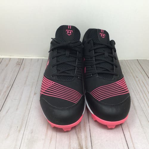 Under Armour Women’s Pink Black Glyde RM Molded Softball Cleats Size 12 (Used)
