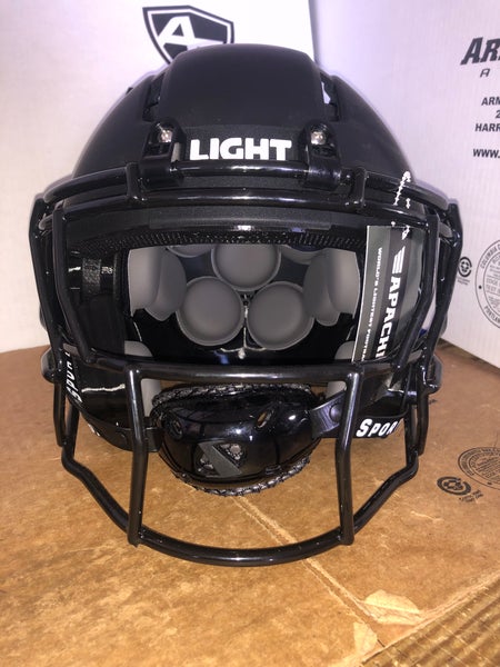 NEW LIGHT APACHE LIGHTNING ADULT FOOTBALL HELMET - MEDIUM - FLAT BLACK