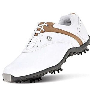 Footjoy Lopro Golf Shoes (White/Brown, 7.5 Medium, LADIES) 97173 NEW
