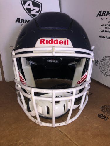USED RIDDELL ADULT FLEX FOOTBALL HELMET - LARGE - FLAT NAVY