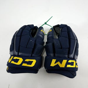 Used Stl Blues Navy CCM HGCL Gloves | 13" | Puvrenovic | D98
