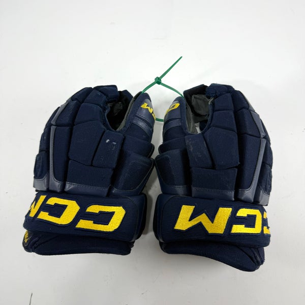 Used Stl Blues Navy CCM HGCL Gloves | 13" | Puvrenovic | D98