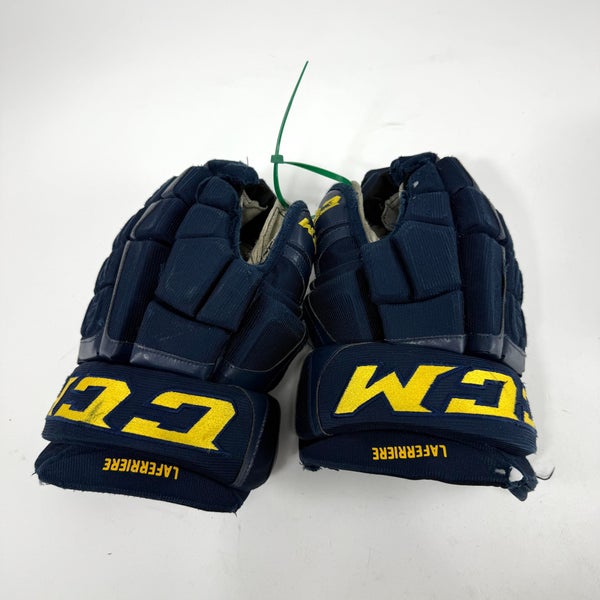 Used Stl Blues Navy CCM HGCL Gloves | 14" | Laferriere | D186