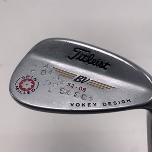 Titleist Vokey Spin Milled Chrome 2009 Wedge 52* 8 Bounce Wedge Steel Mens RH