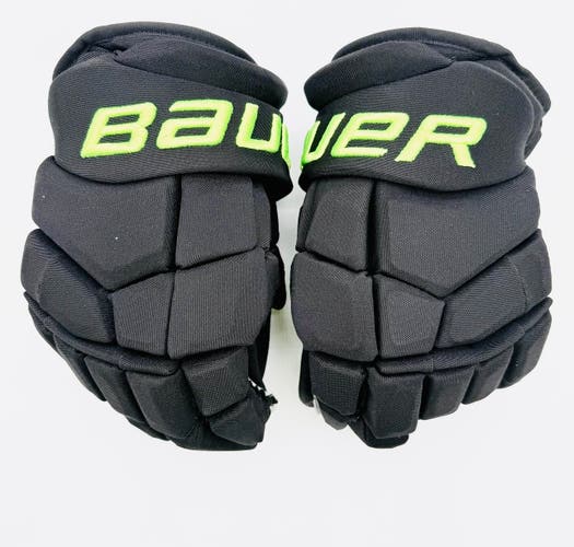 Nearly New Dallas Stars BLACKOUT Bauer Supreme Ultra Sonic Pro Hockey Gloves-14"-Single Layer Palm