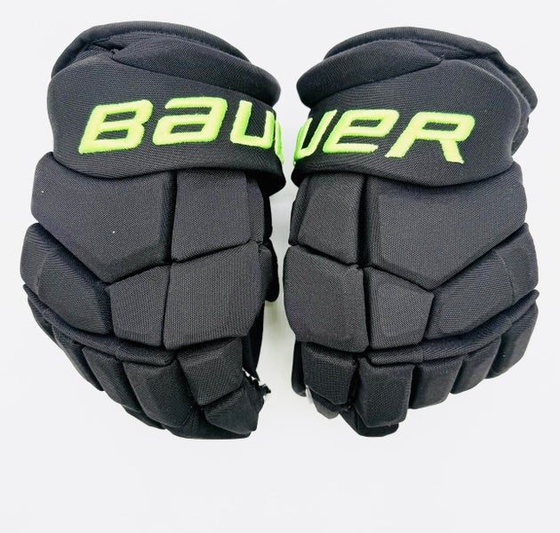 Nearly New Dallas Stars BLACKOUT Bauer Supreme Ultra Sonic Pro Hockey Gloves-14"-Single Layer Palm