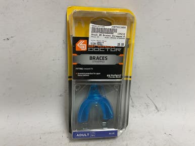 Used Shock DR BRACES STRAPPED Mouthguard Royal Blue Adult 11855-S000187799