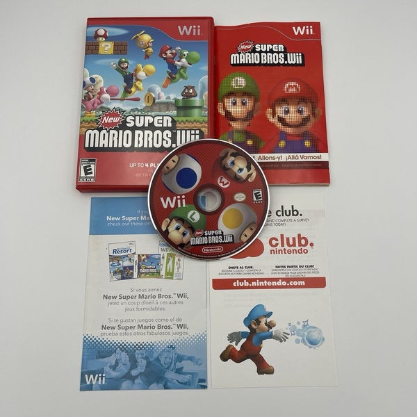 New Super Mario Bros. Wii (Nintendo Wii, 2009) CIB W/ Manual + Inserts - Tested