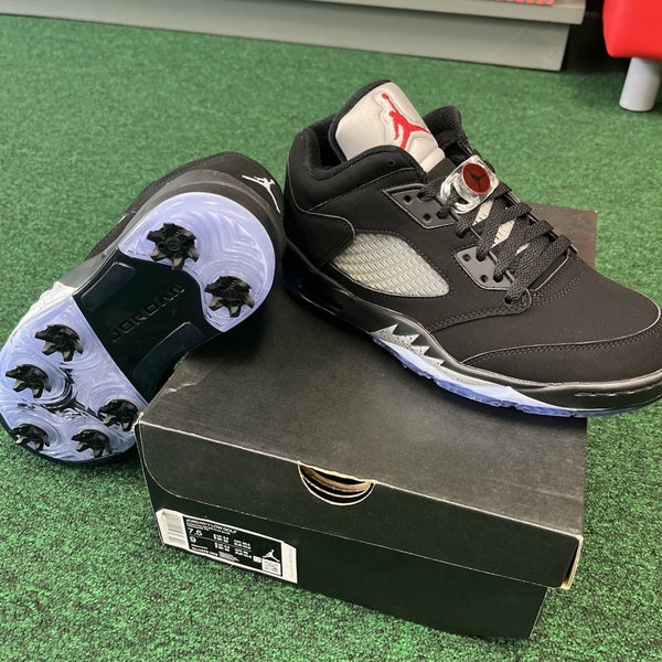 Nike Jordan V Low Golf Mens Size 7.5 Black/Fire Red-Metallic Silver CU4523-003