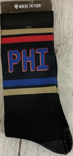 Philadelphia Where Im From Block Black Mens Large Crew Socks Breathable Mesh Top