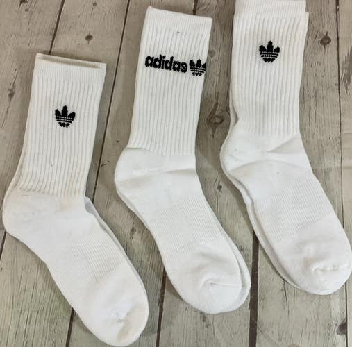 Adidas Original Womens One Size Icon Crew Socks Three Pairs Embroidered Logo