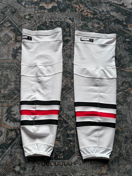 White Large Senior CCM Edge Socks Pro Stock (Used)