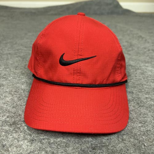 Nike Hat Cap Strap Back Red Black Heritage86 Dri Fit Athletic Mens OSFM Ripstop