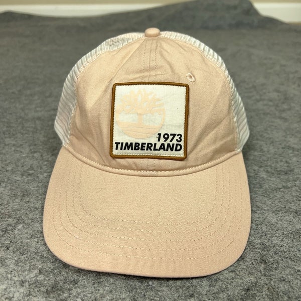 Timberland Hat Cap Snap Back Pink White Mesh Trucker Patch 1973 Logo Mens