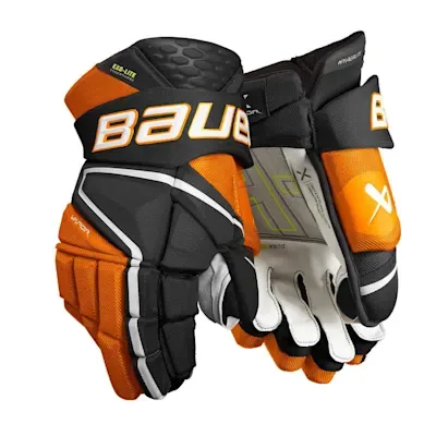 New Bauer Vapor Hyperlite Senior Black and Orange Gloves 14"