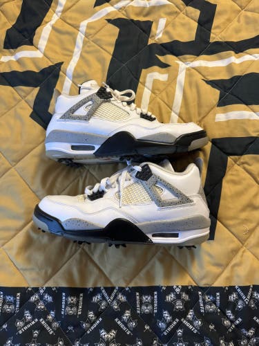 Nike Air Jordan 4 White Cement Golf Shoes Size 9.5