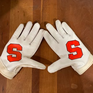 White XXL Adult Nike Superbad Gloves - Custom Syracuse Gloves - Used By Syracuse Player