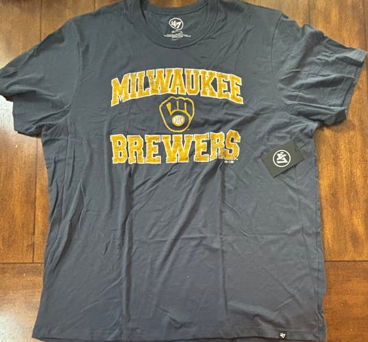 Milwaukee Brewers Fall Navy 47 Brand T-Shirt Adult XXL