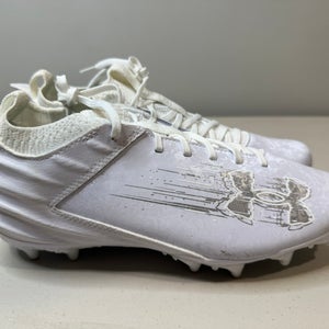 Size 8 Men’s Under Armour Blur Smoke 2.0 MC Football Cleats White Silver