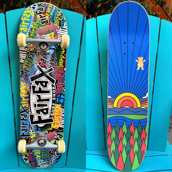 Fairfax Surf Shop “Sticker Bomb” Colorful Complete Skateboard 8.25” Indy Trucks