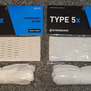 LOT OF 2 BRAND NEW StringKing Type 5x Performance Mesh FULL KITS in Semi-Hard  * WHITE *