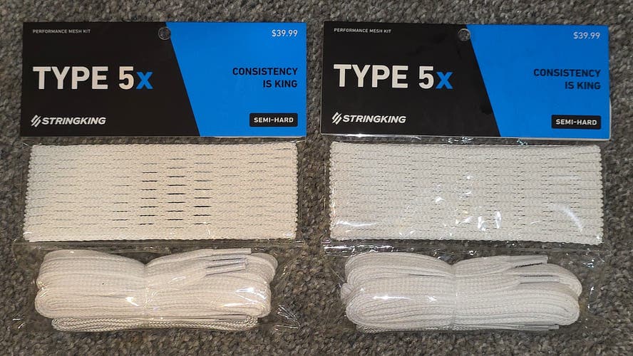 LOT OF 2 BRAND NEW StringKing Type 5x Performance Mesh FULL KITS in Semi-Hard * WHITE *
