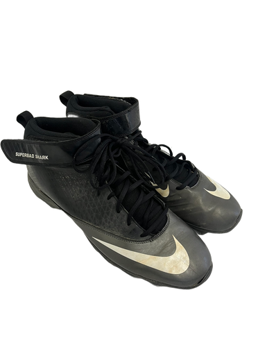 Used Nike Superbad Shark Mens 13 FB Cleats Black And Grey 11692-S000138745