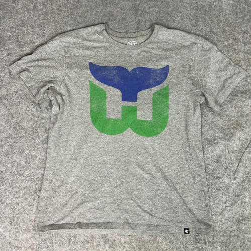 Hartford Whalers Shirt Mens Large Gray NHL Hockey Whale Logo 47 Tee Soft Blend