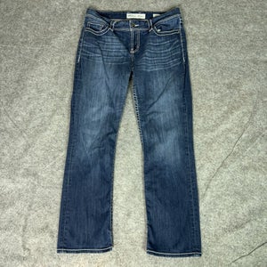 BKE Jeans Women 34R Blue Denim Harper Stretch Straight Distressed Western Cowboy