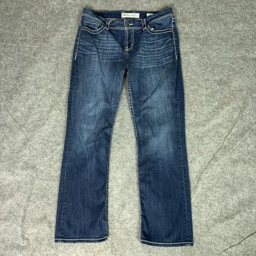 BKE Jeans Women 34R Blue Denim Harper Stretch Straight Distressed Western Cowboy