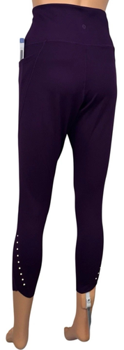 Danskin Ladies Active Size Large Purple Plum High Rise Legging Pockets Yoga New