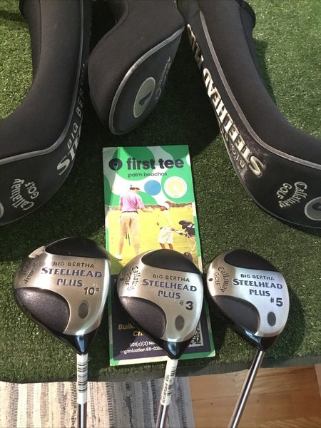 Callaway Big Bertha Steelhead Plus Woods Set (D, 3W, 5W) Steel Shafts Near Mint