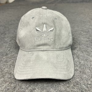 Adidas Hat Cap Strap Back Gray Faux Suede Velvet Trefoil Mens One Size Classic