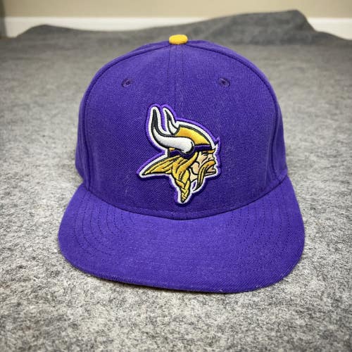 Minnesota Vikings Hat Cap Fitted Mens 7 3/8 Purple Yellow NFL Football New Era