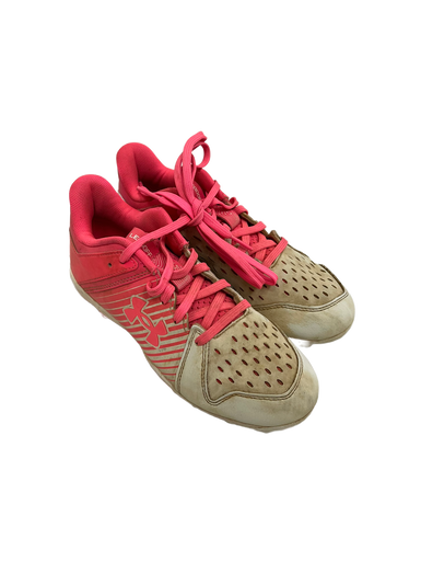 Used Under Armour LEADOFF BB/SB Cleats White And Pink Junior 03 11692-S000138389