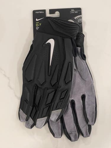 NWT men's 3XL nike D-TACK 6.0 Padded Lineman Black/White Football Gloves