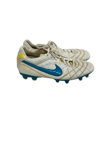 Used Nike TIEMPO Soccer Cleats White And Carolina Blue Senior 9.5 11692-S000138536