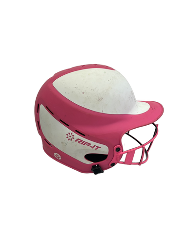 Used RIP-IT HELMET W/ MASK Batting Helmet w/Mask White And Pink S/M 11692-S000138624