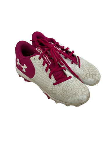 Used Under Armour GLYDE BB/SB Cleats White And Pink Junior 02.5 11692-S000138699