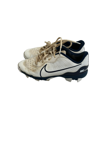 Used Nike ALPHA HUARACHE KEY BB/SB Cleats White And Navy Blue Junior 05.5 11692-S000138054