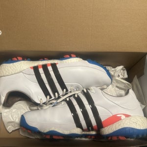 Adidas Tour 360  Mens Size 10 White Blue Black Golf Spikes Shoes Boost