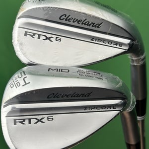 Cleveland RTX6 Zipcore Wedge Set Mid Bounce 54-10*, 58-10* Steel SW, LW NEW!