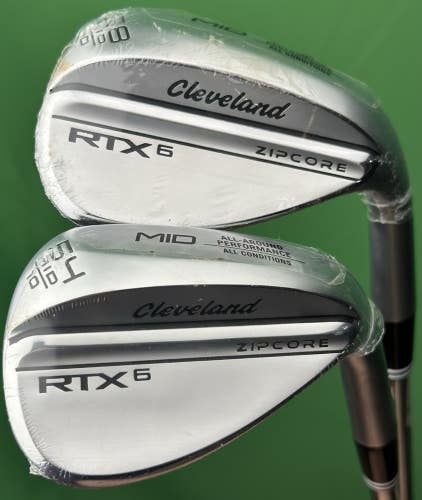 Cleveland RTX6 Zipcore Wedge Set Mid Bounce 54-10*, 58-10* Steel SW, LW NEW!