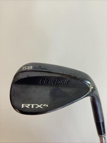 Cleveland RTX4 Black Satin  Wedge 58* With Tour Issue S400 Stiff Steel Shaft