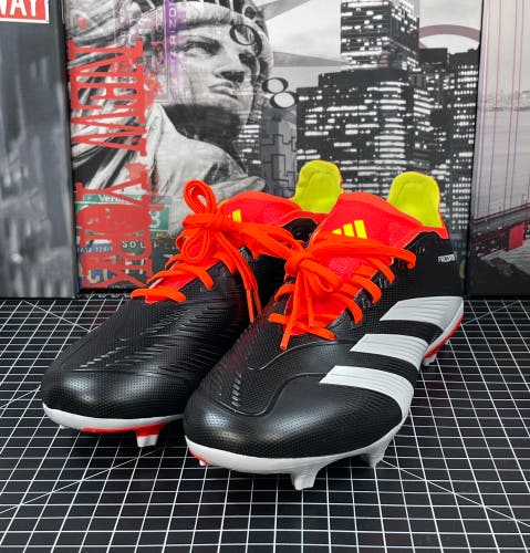 Adidas Predator League FG Soccer Cleats Black White Orange IG7762 Men's Sz 11