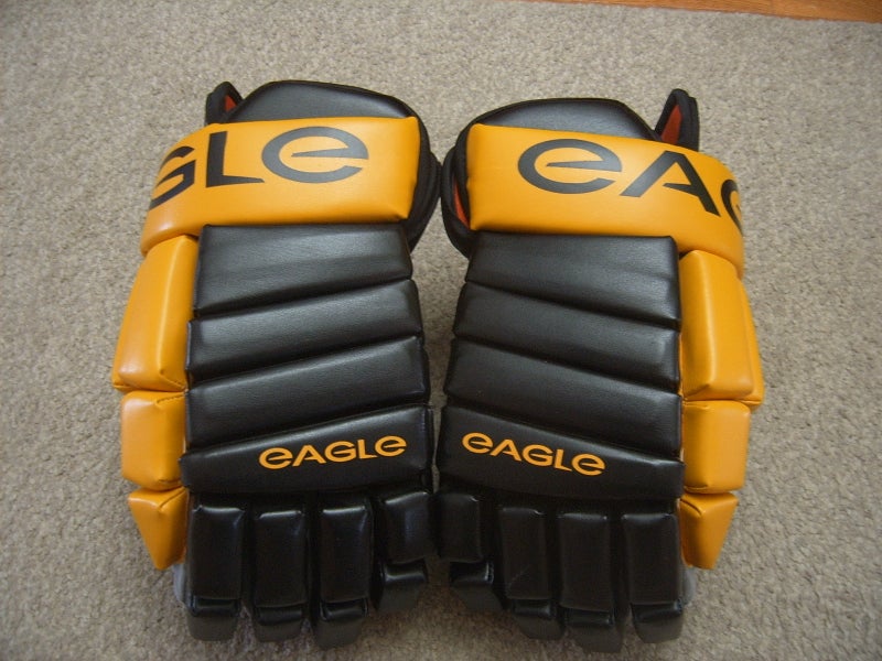 Brand New Eagle Leather X72 Senior Hockey Gloves 14" Black/Yellow